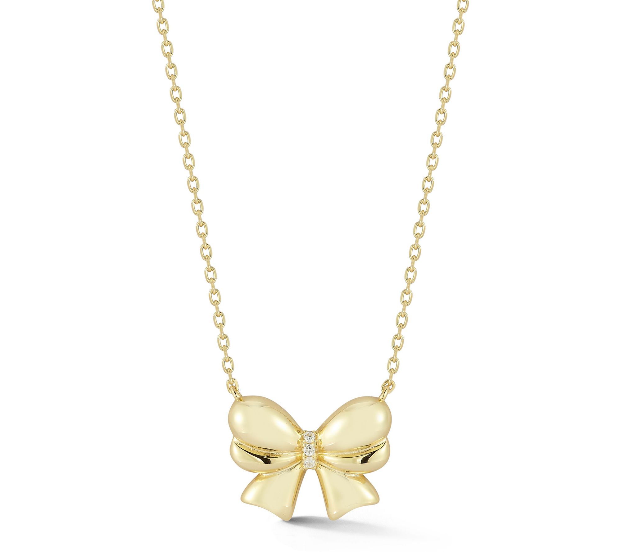 Rachel Zoe Puffed Bow Pendant w/ Chain, Sterling