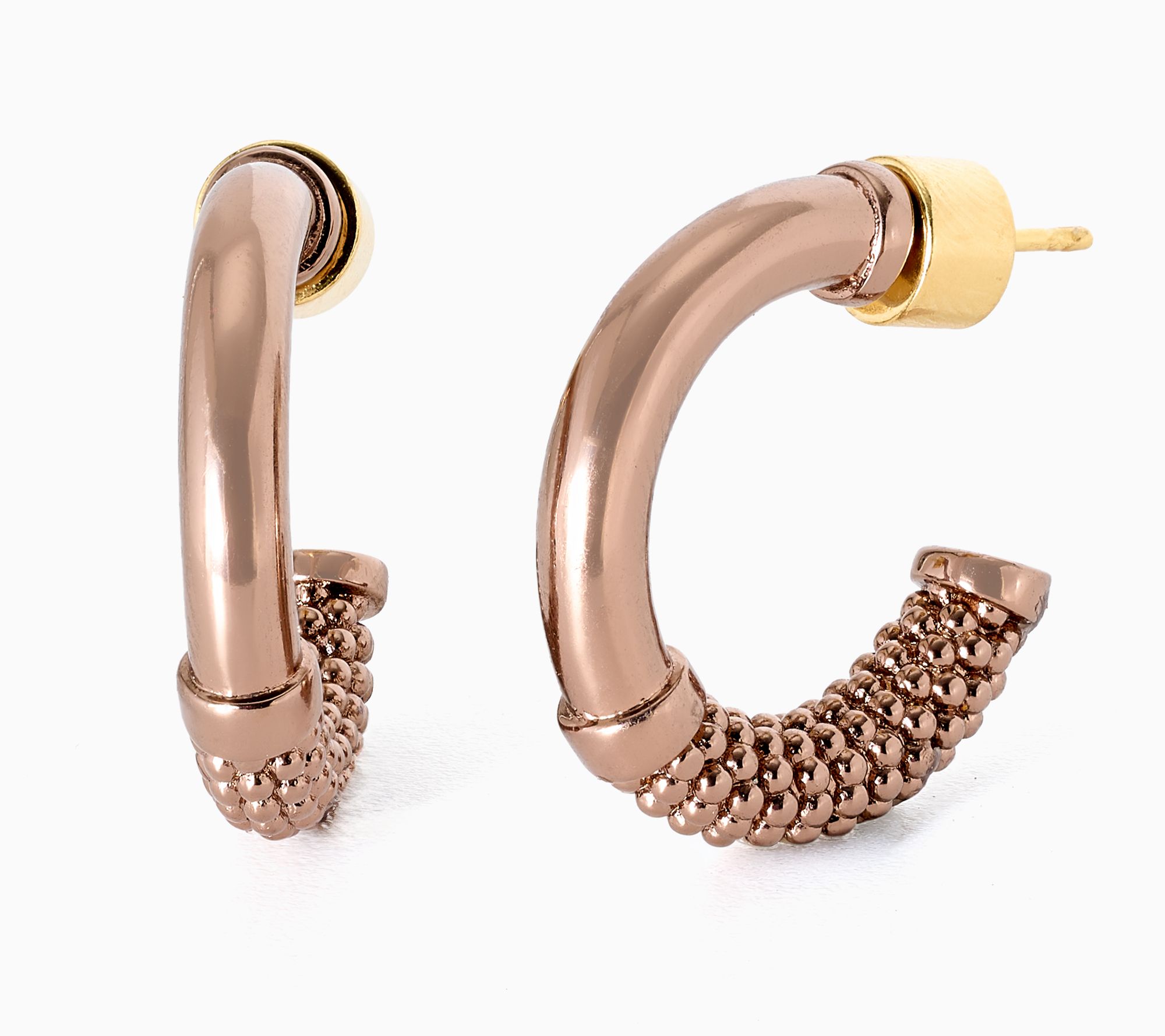  David Markstein Bronze Polished and Textured Hoops