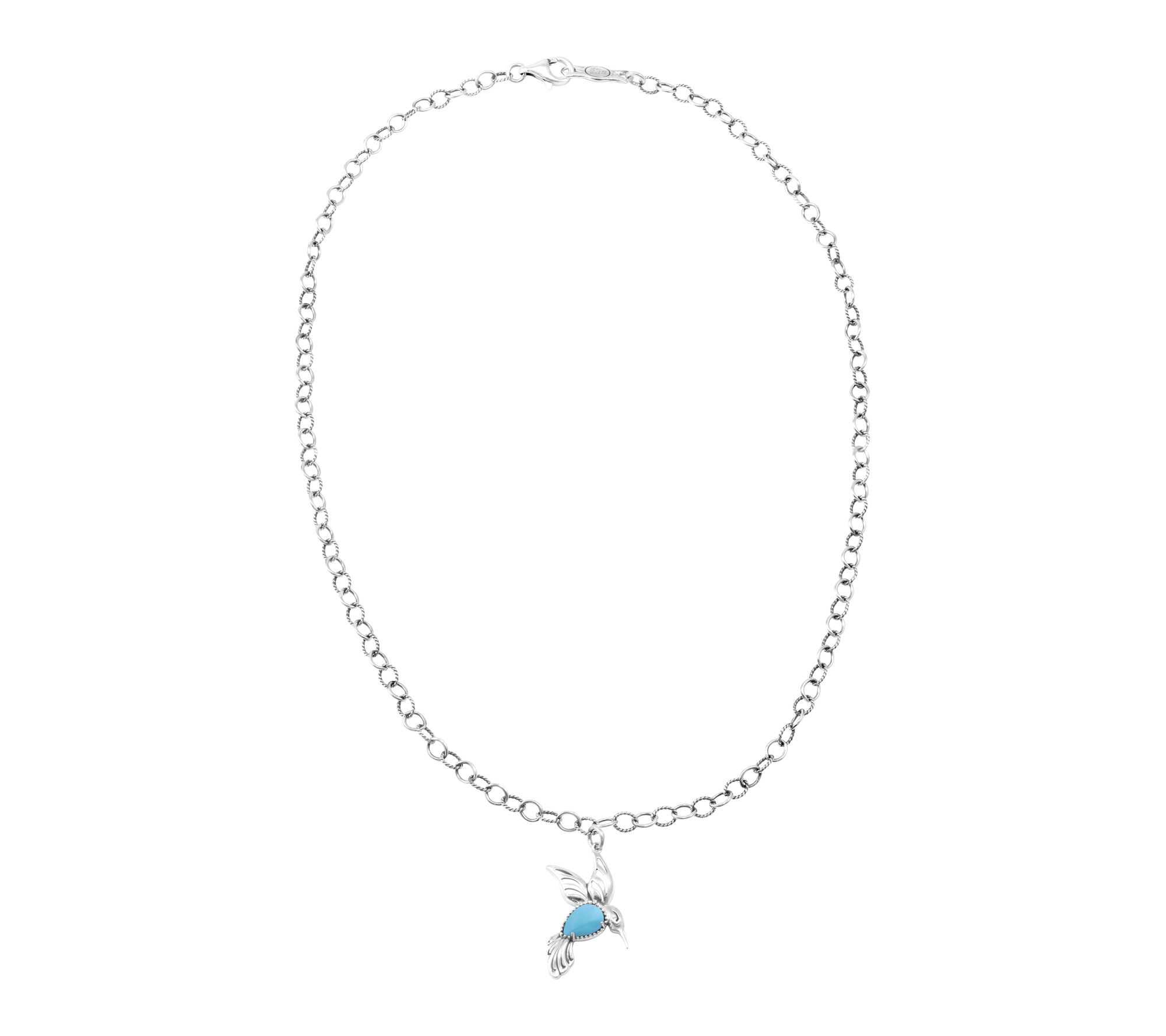 American West Sterling Silver Gemstone Hummingbird Necklace