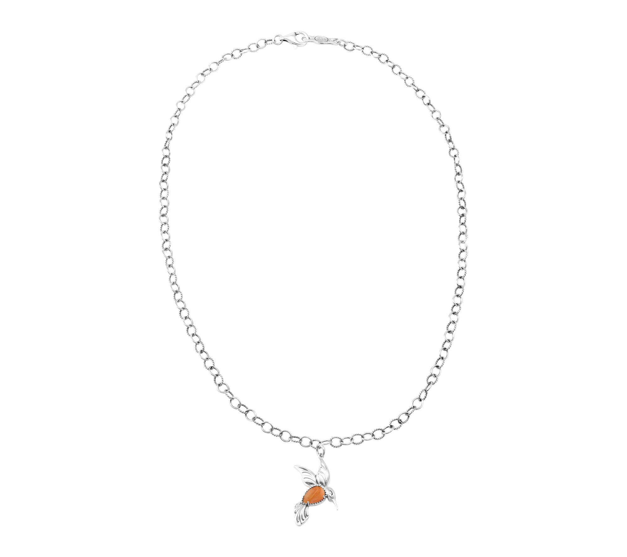 American West Sterling Silver Gemstone Hummingbird Necklace