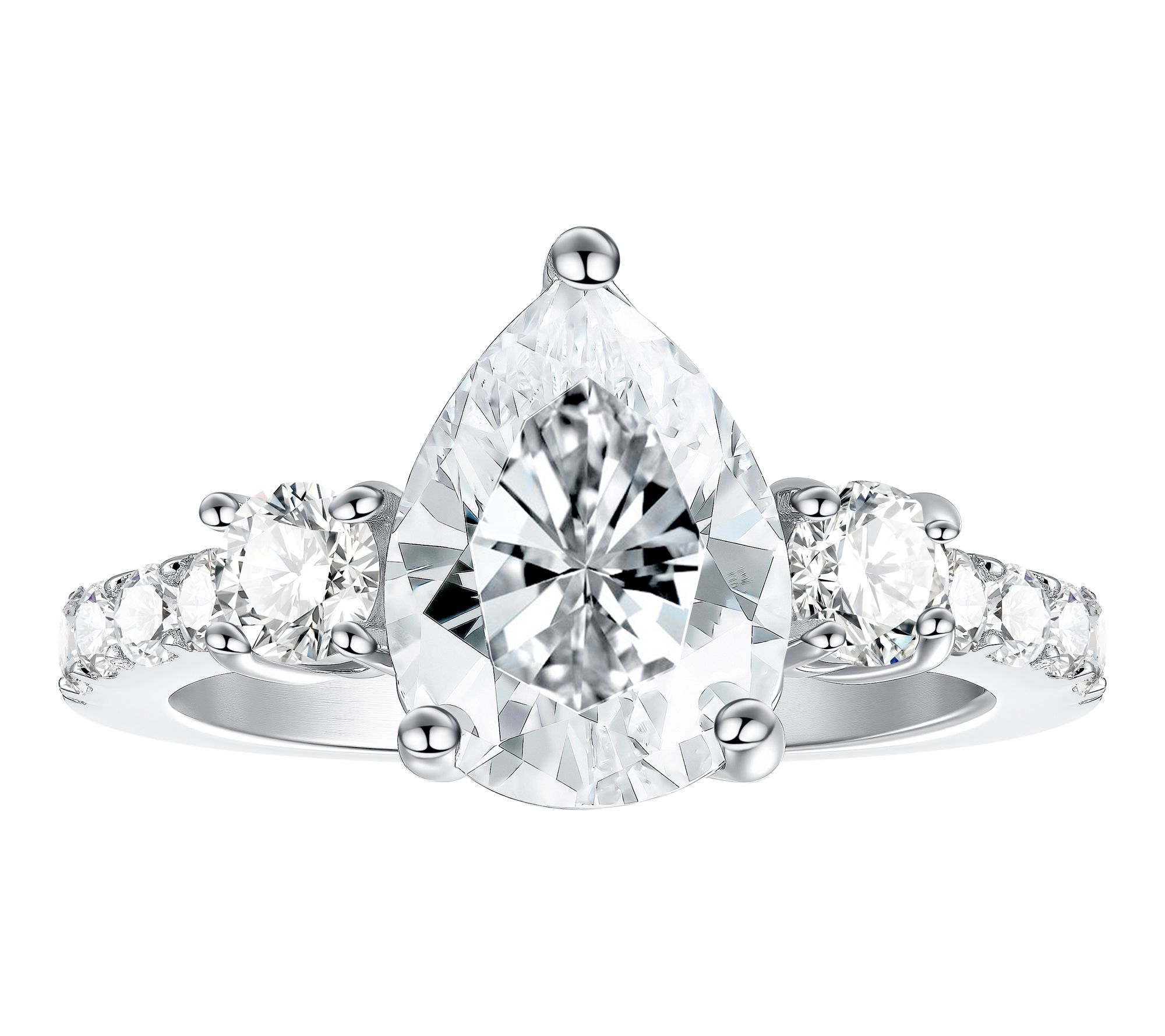 Steel by Diamonique Pear Cut 3-Stone Ring
