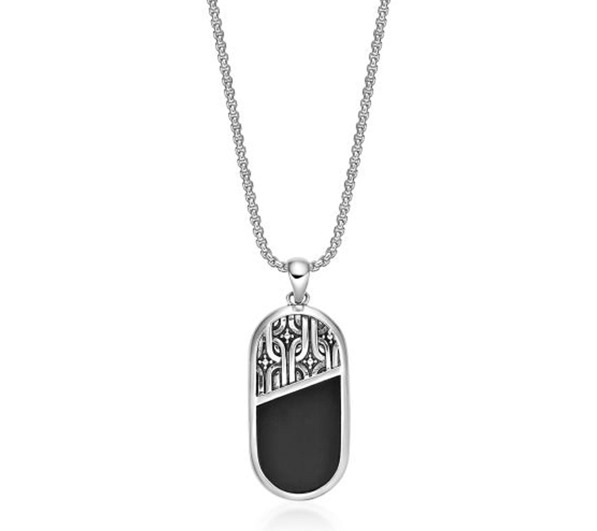 LYNX Men's Multi-Gemstone Oval Pendant w/ Chain
