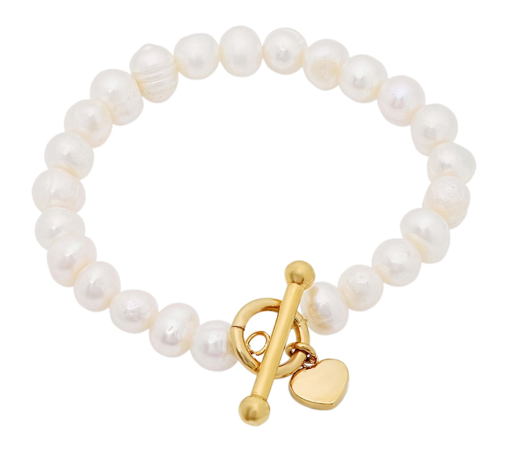 Steel By Design Goldtone Cultured Pearl Heart Bracelet