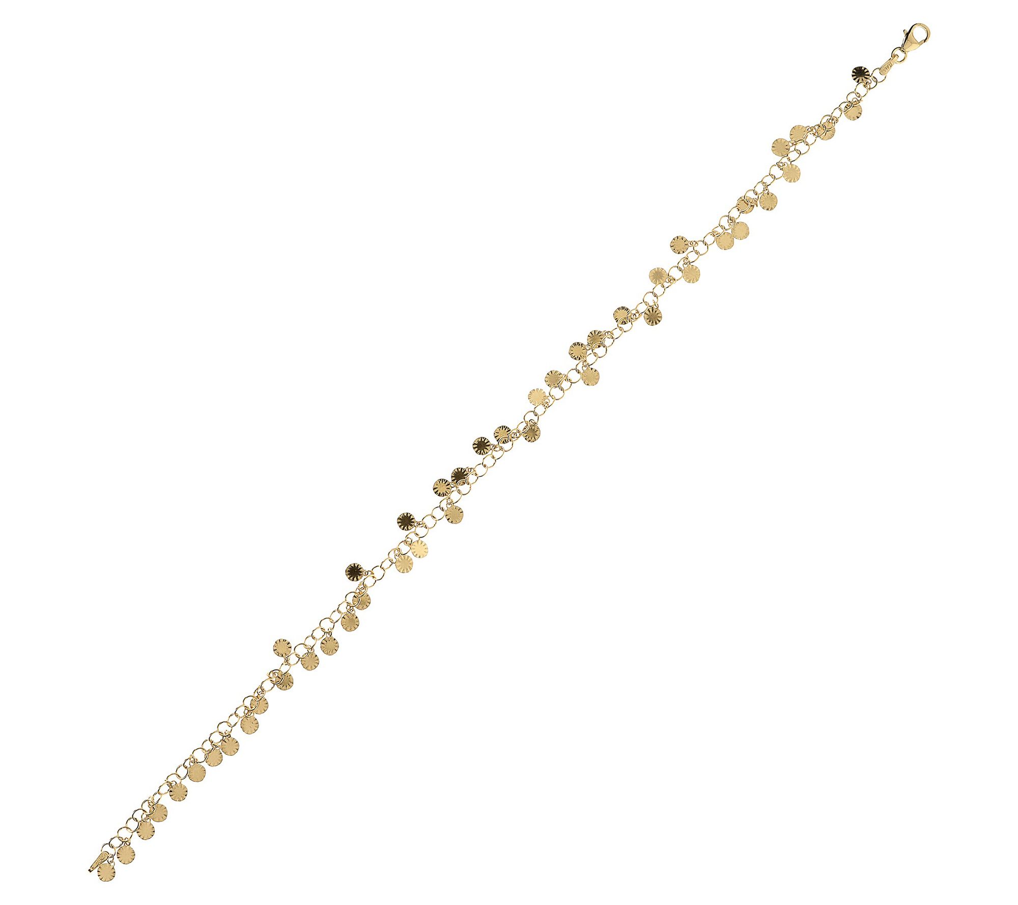 Italian Silver 10" Diamond Cut Disc Ankle Bracelet