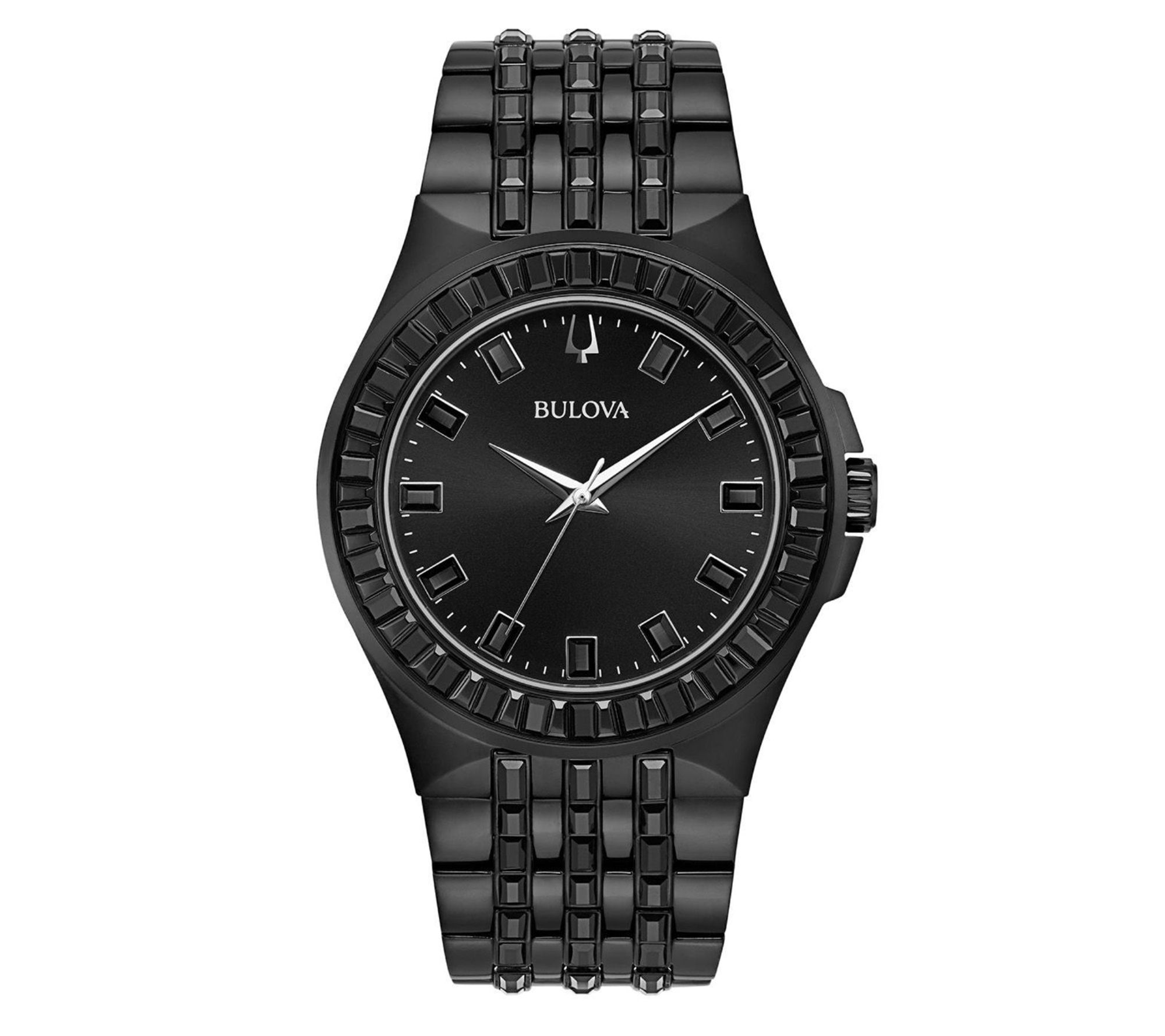 Bulova Men's Black Stainless Steel Crystal Watch