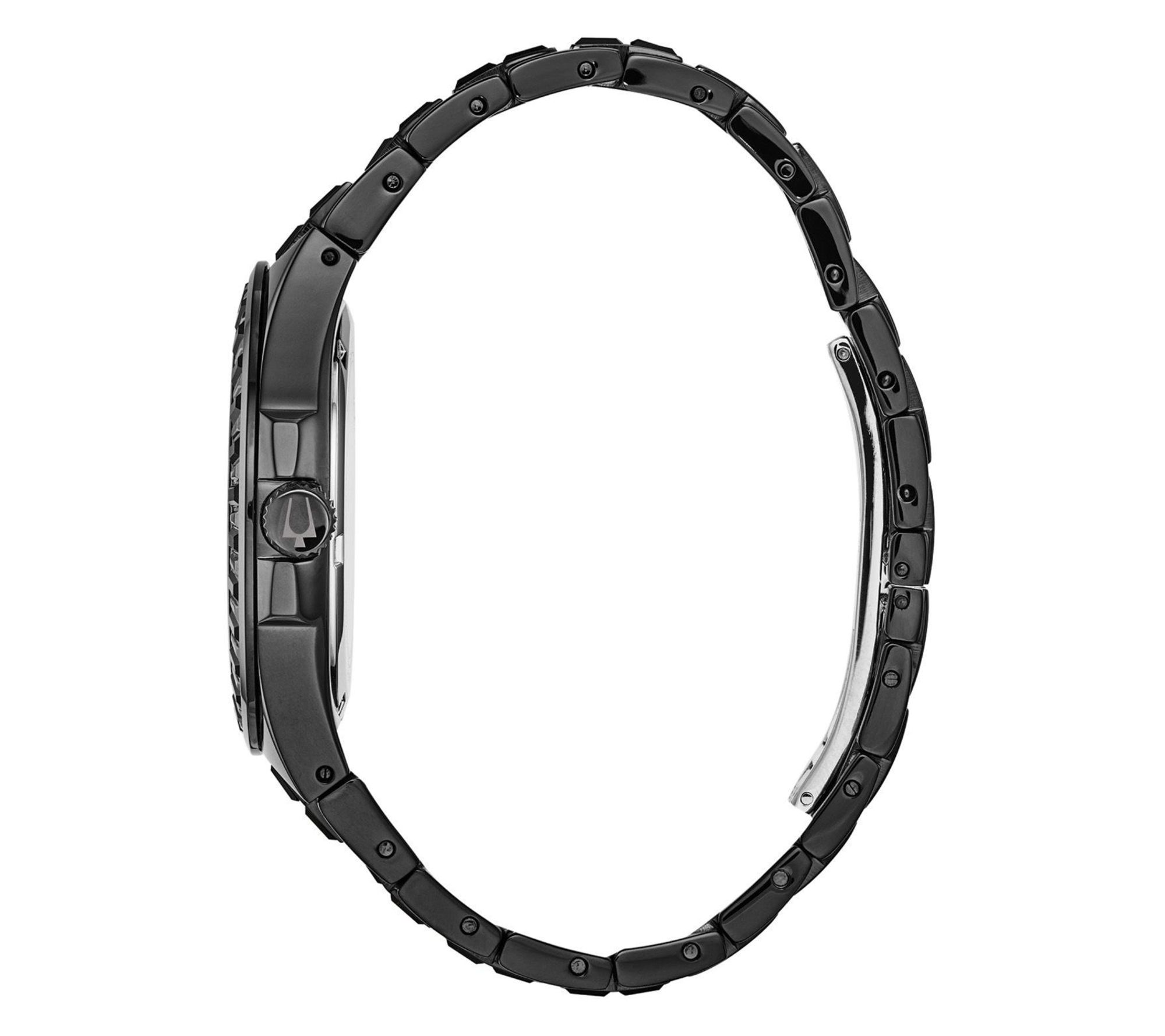 Bulova Men's Black Stainless Steel Crystal Watch