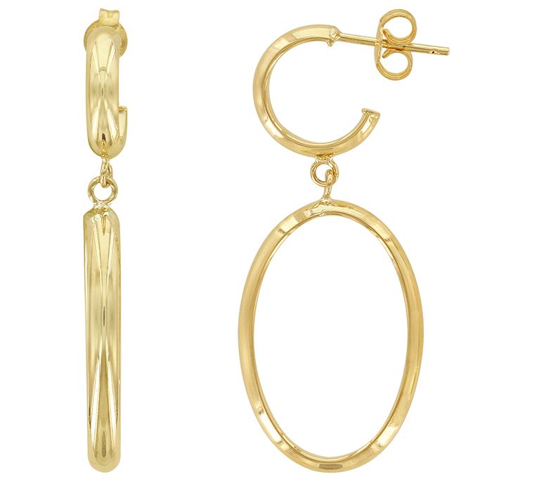 1.8g 14kt Gold Chanel Logo Earrings With Small Diamond Accents