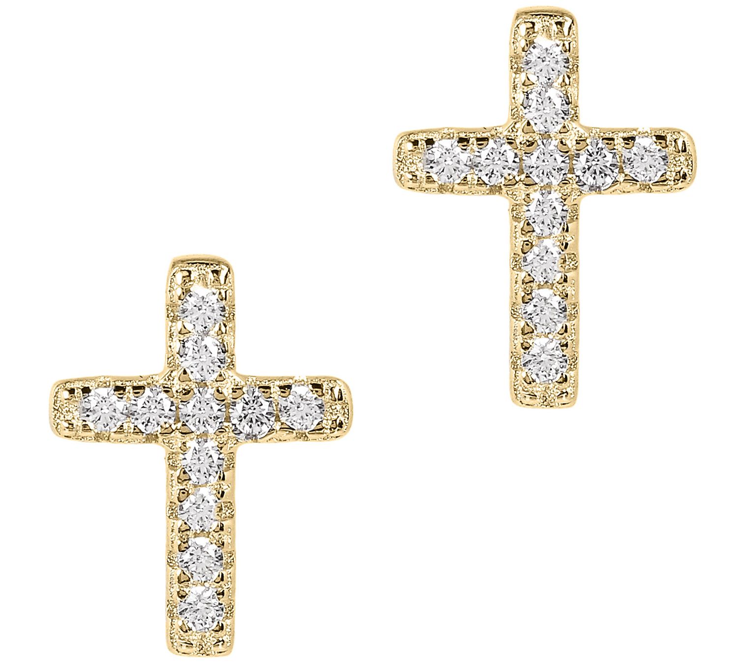 Diamonique 0.10 cttw Cross Stud Earrings, S tering Silver