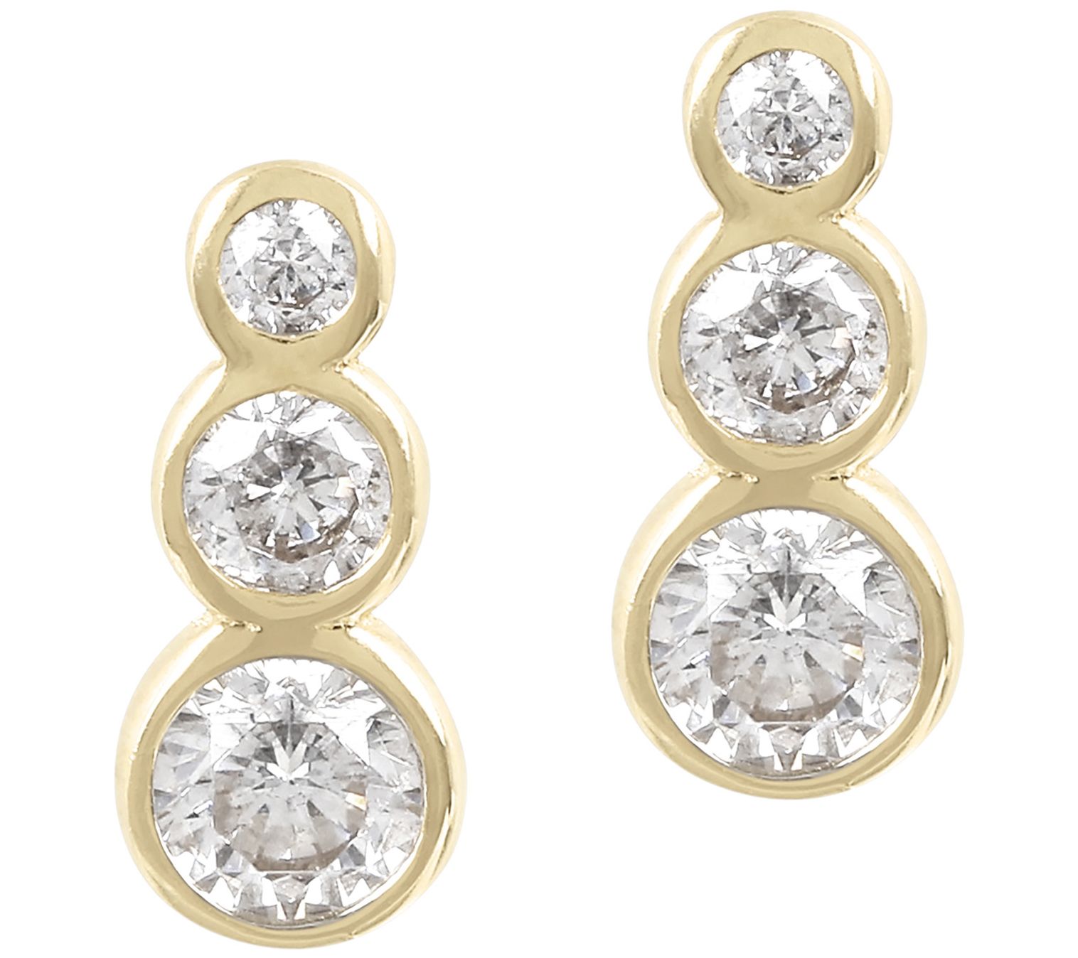Diamonique 0.25 cttw Graduated Stud Earrings, 14K Gold