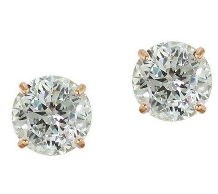Diamonique 2.00 ct tw 100-Facet Stud Earrings,14K Gold