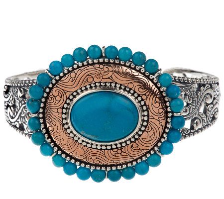 Carolyn Pollack Sterling/Copper Bandera Cuff Bracelet - Page 1 — QVC.com