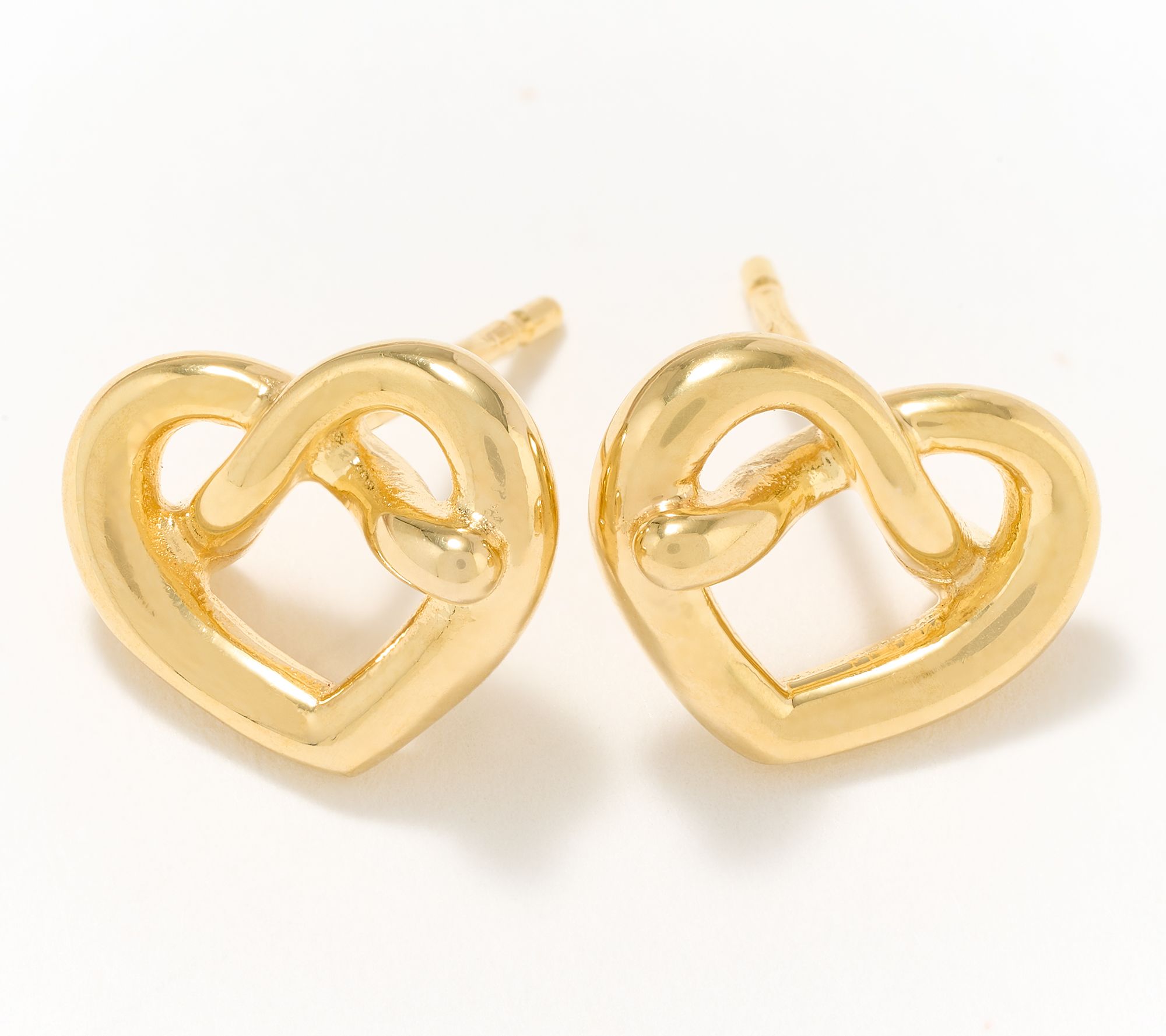 EternaGold Heart Love Knot Stud Earrings 14K Gold