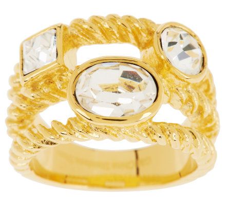 Steel by Design Layered Crystal Ring - QVC.com