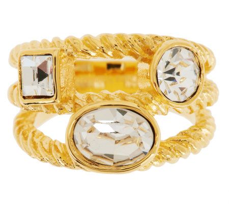 Steel by Design Layered Crystal Ring - QVC.com
