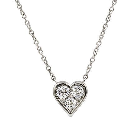 Diamonique 100-Facet 8/10 cttw Heart Pendant, Platinum Clad - QVC.com