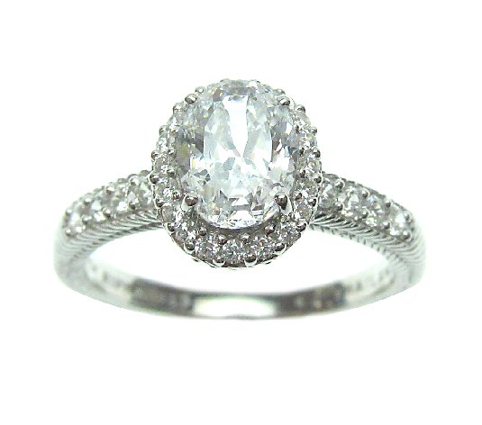 Judith Classic Sterling 1.90 cttw Oval Diamonique Halo Ring