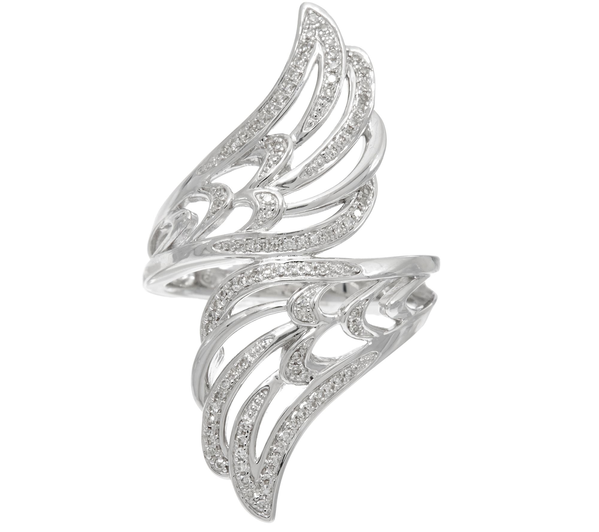 "As Is" Angel Wing Bypass Diamond Ring, Sterling 1/5 ct tw by Affinity