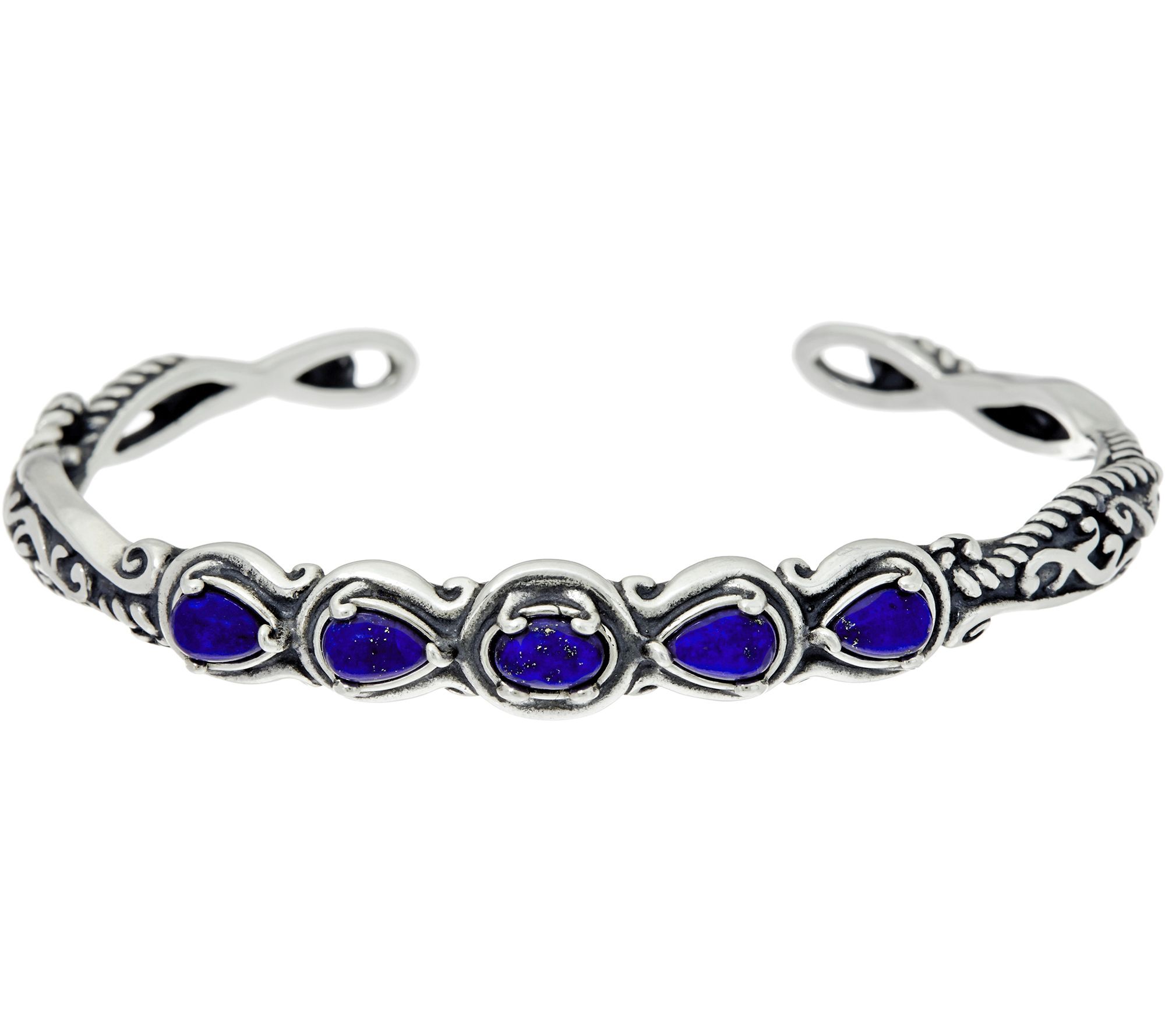 "As Is" Carolyn Pollack Sterling Silver Simply Fabulous Gemstone Cuff