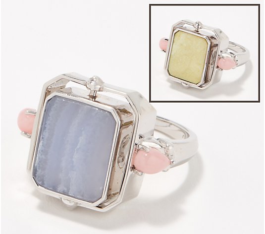 Generation Gems Reversible Gemstone Petal Accent Ring Sterling Silver