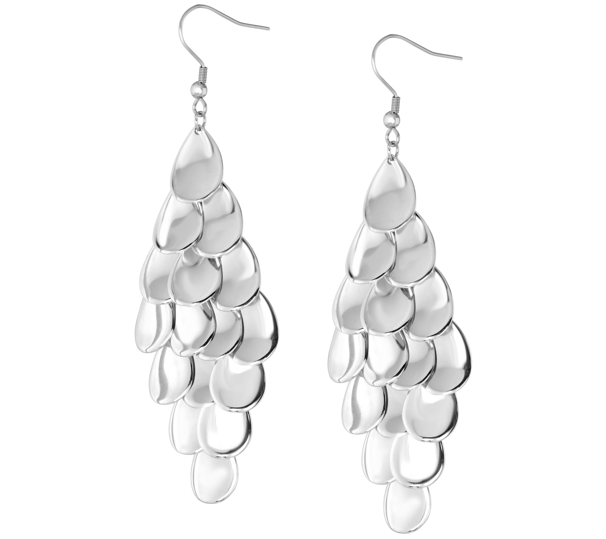 Steel by Design Mirror Disc Teardrop Dangle Earrings