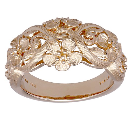14K Textured Floral Ring