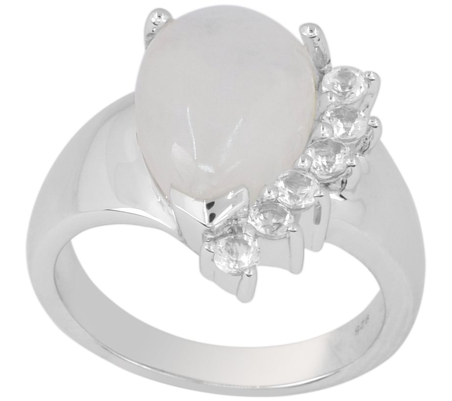 Sterling Silver Rainbow Moonstone & White TopazRing