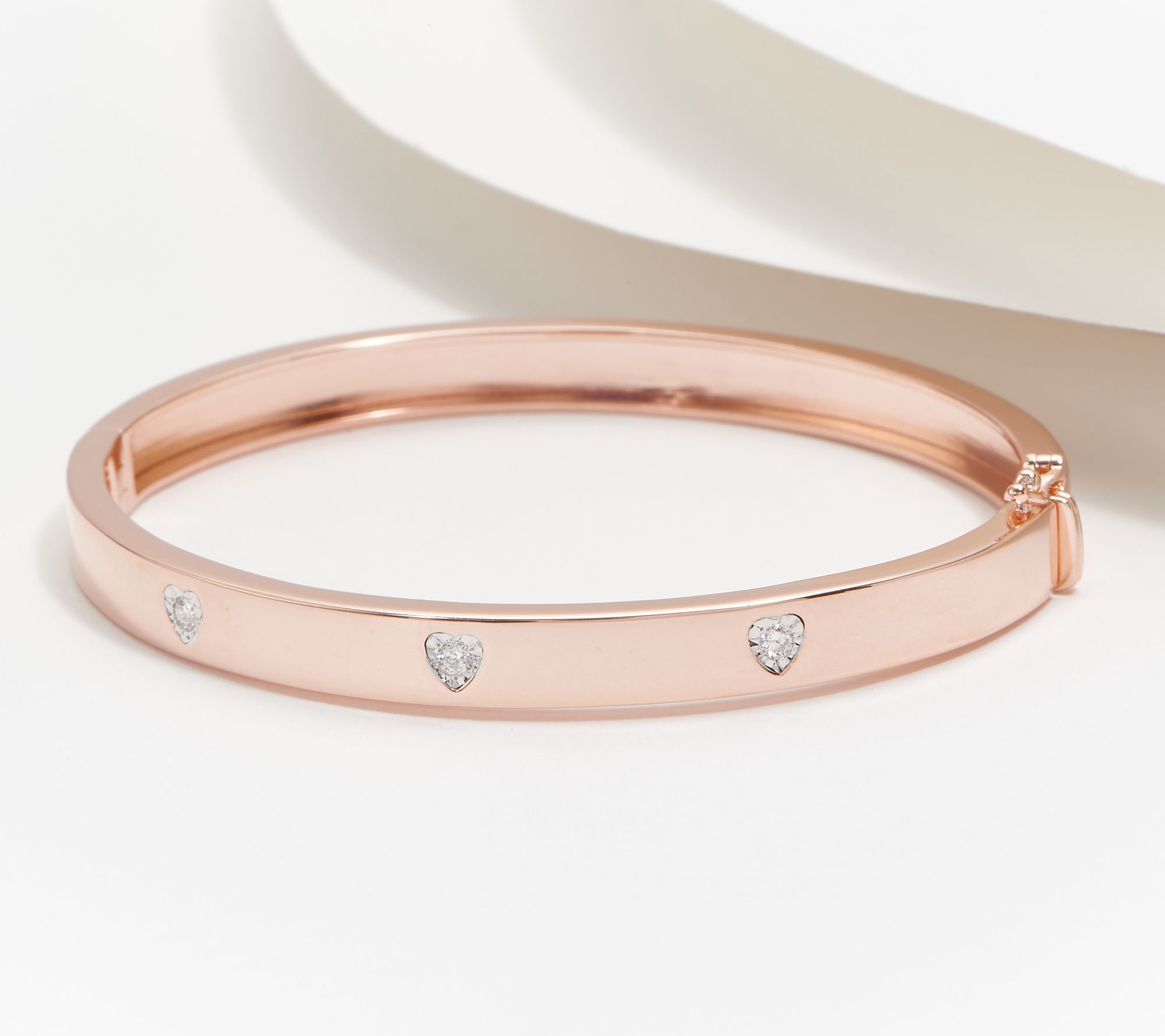 "As Is" Affinity Diamonds Sterl. 3Stone Hinge Bangle, .15cttw