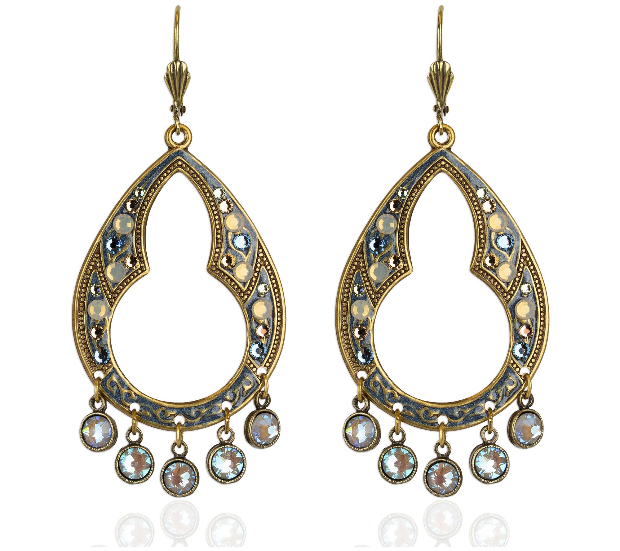 Anne Koplik Boho Keyhole Crystal Chandelier Ear rings
