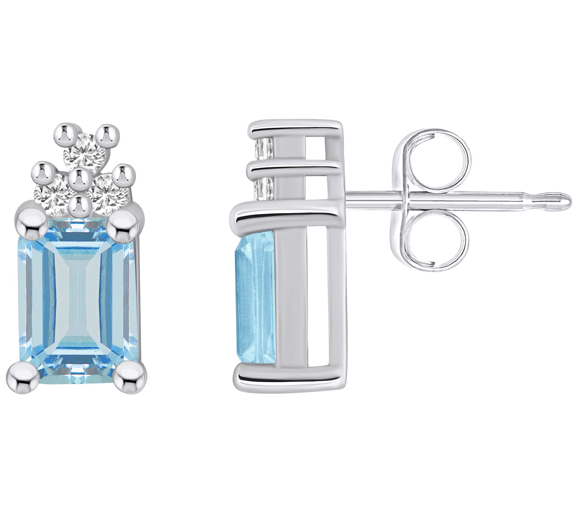 Affinity Gems 14K 1.80 cttw Aquamarine 0.15 cttw Diamond Studs