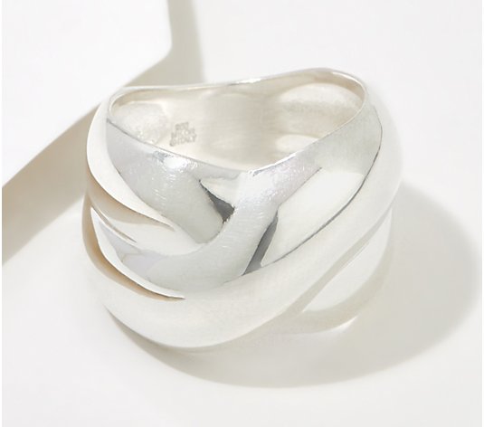 UltraFine 950 Silver Polished or Textured Crossover Ring