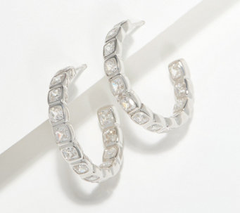 Diamonique Bezel-Set Cushion-Cut Hoop Earrings, Sterling Silver - J409512