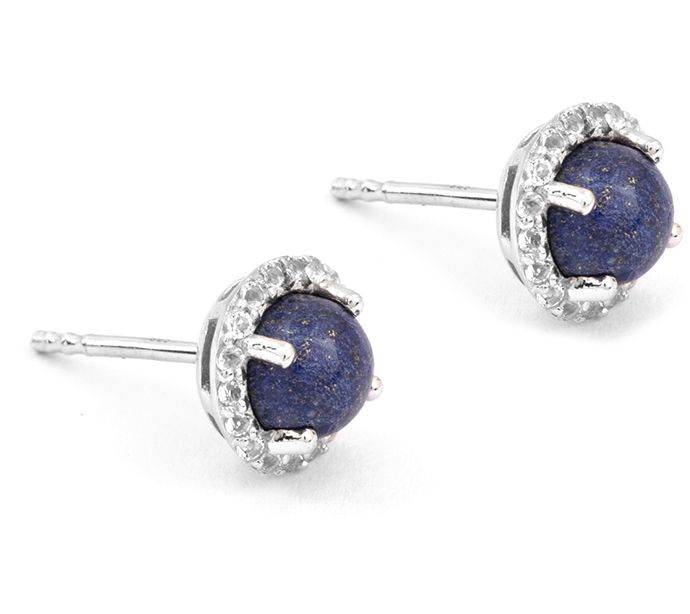 Affinity Gems Round Gemstone & White Topaz Earrings, Sterling