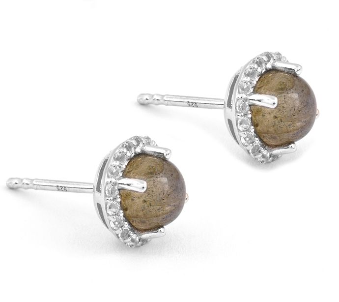 Affinity Gems Round Gemstone & White Topaz Earrings, Sterling