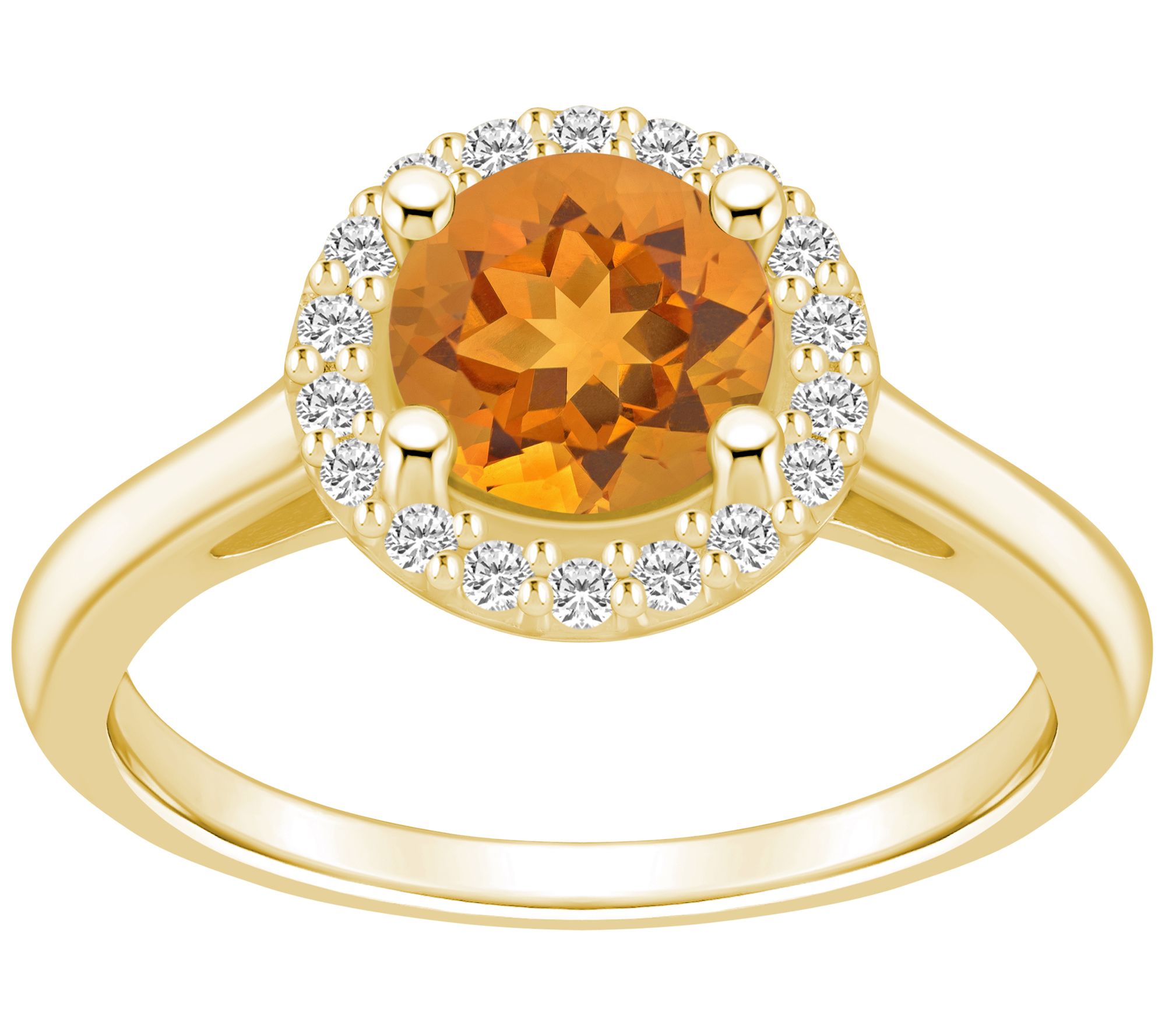 Affinity Gems Round Gemstone & Diamond Halo Ring, 14K