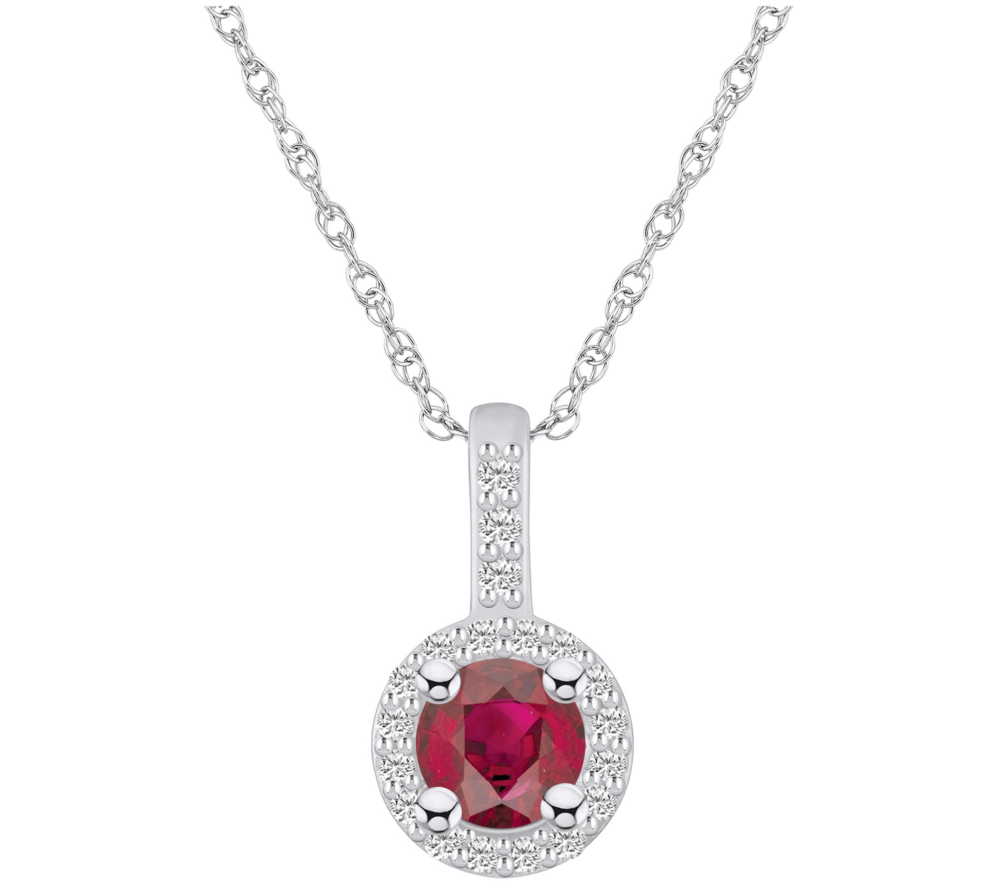 Affinity Gems Gemstone & Diamond Halo Pendant w/ Chain, 14K