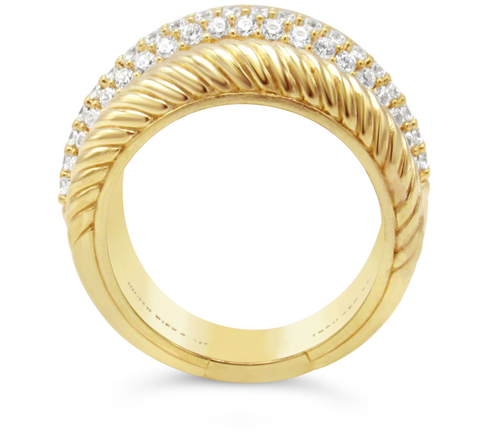 JUDITH Classic Diamonique Stacked Band Ring, 14K Gold Clad - QVC.com