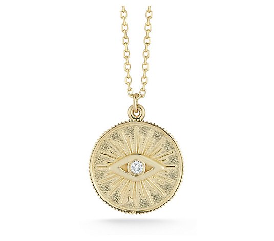 Luminosa Gold Diamond Evil-Eye Medallion Pendant w/ Chain, 14K