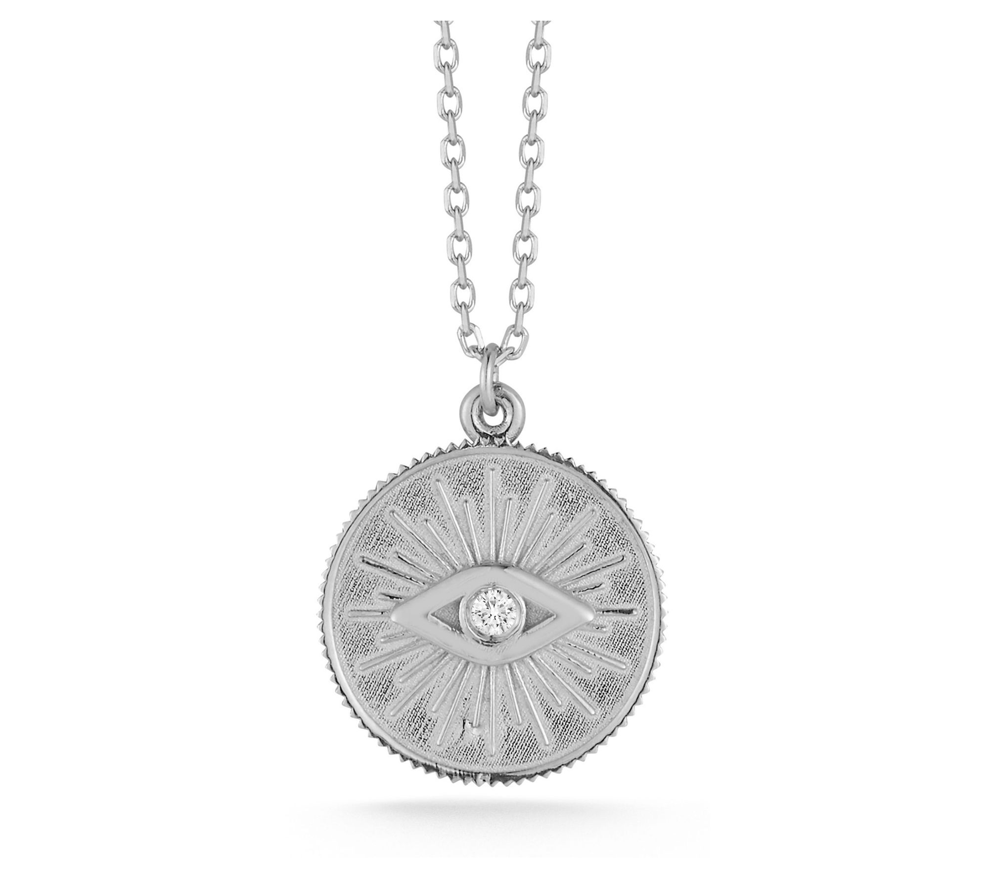 Luminosa Gold Diamond Evil-Eye Medallion Pendant w/ Chain, 14K
