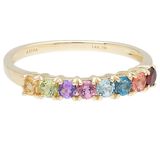 Ariva 14K Gold Rainbow Gemstome Band Ring