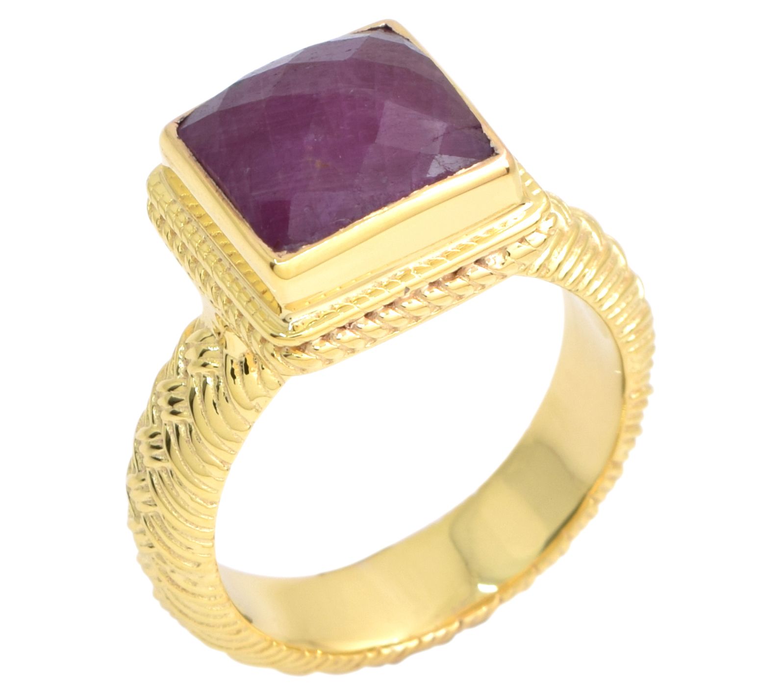 Artisan Crafted 14K Gold Plated Italian Ruby Ring