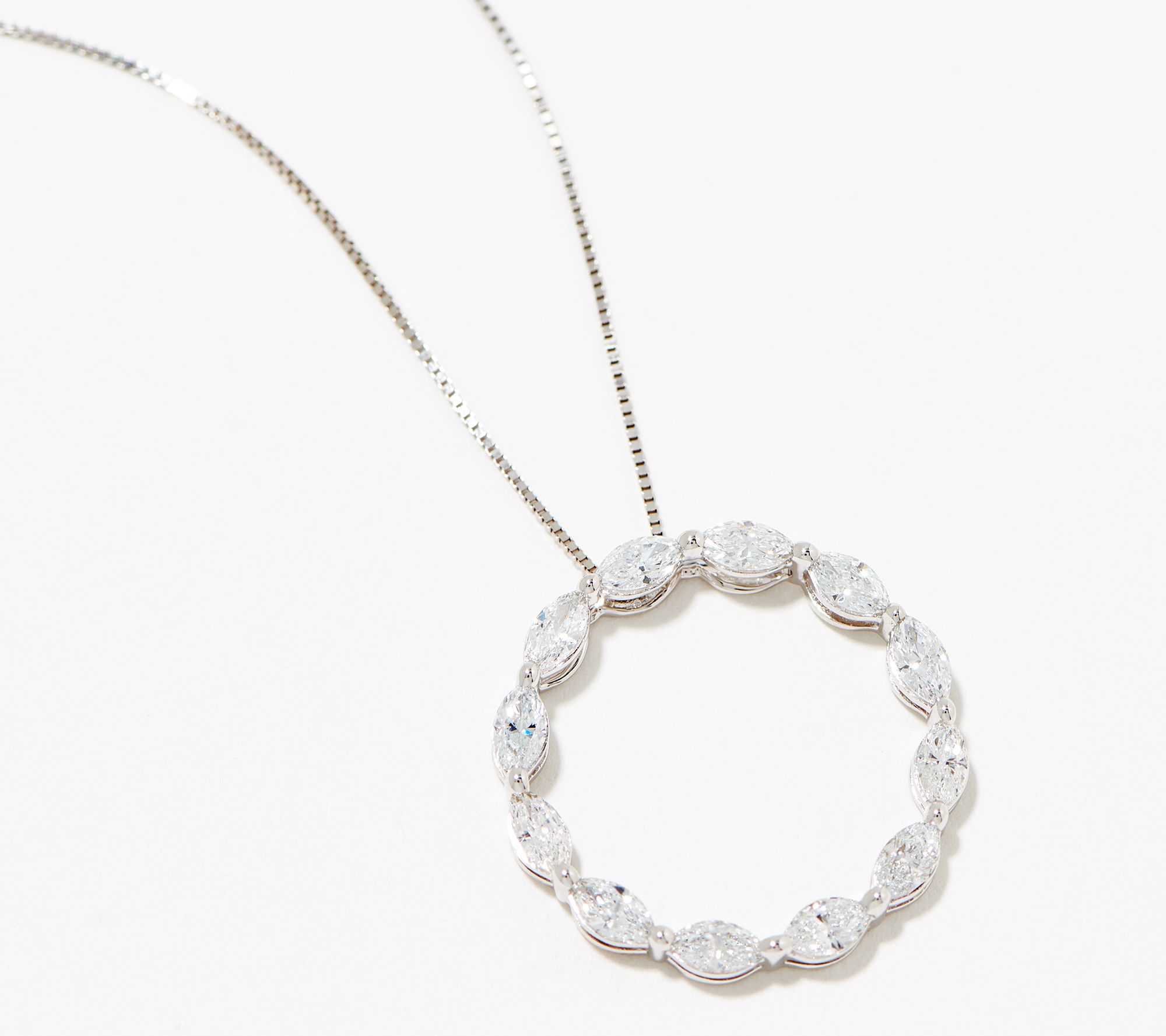 Fire Light Lab Grown Marquise Diamond 1cttw Circle Pendant Necklace, 14K