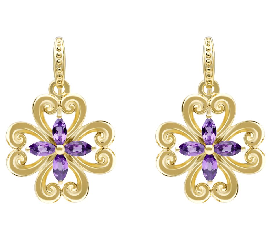 Elyse Ryan 14K Gold Clad Gemstone Scroll Earrings