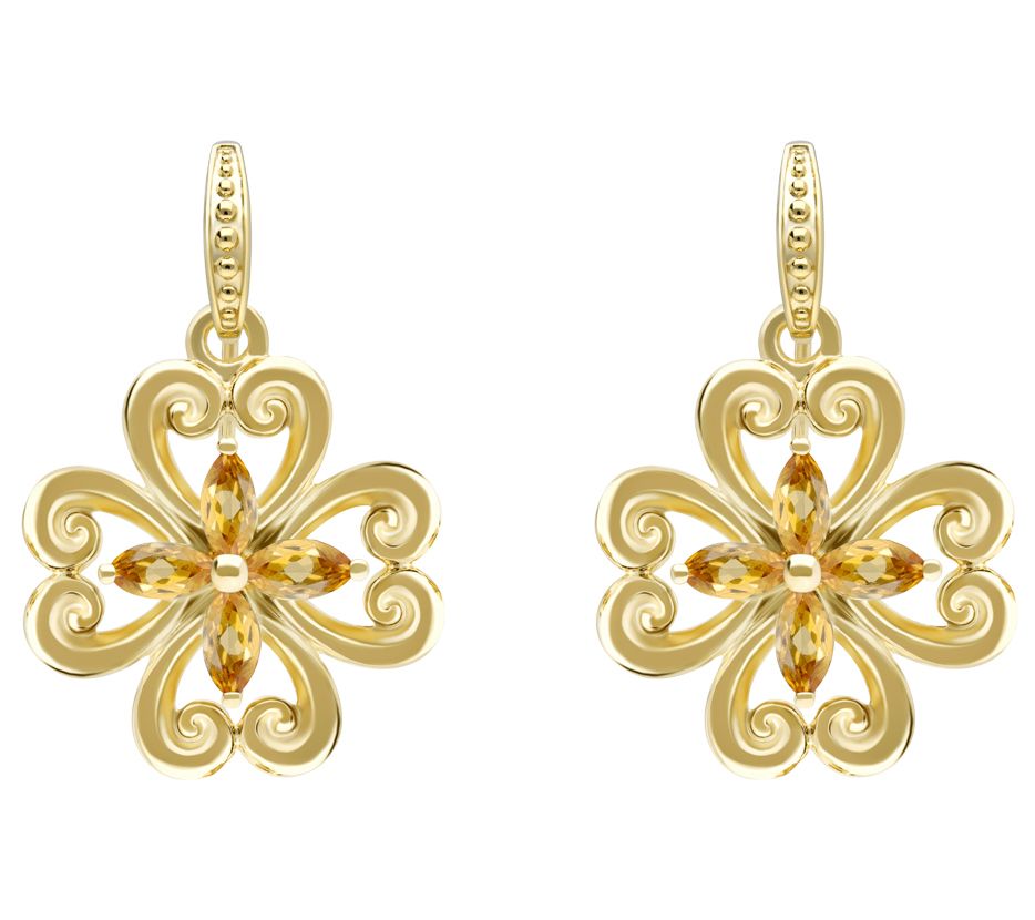 Elyse Ryan 14K Gold Clad Gemstone Scroll Earrings