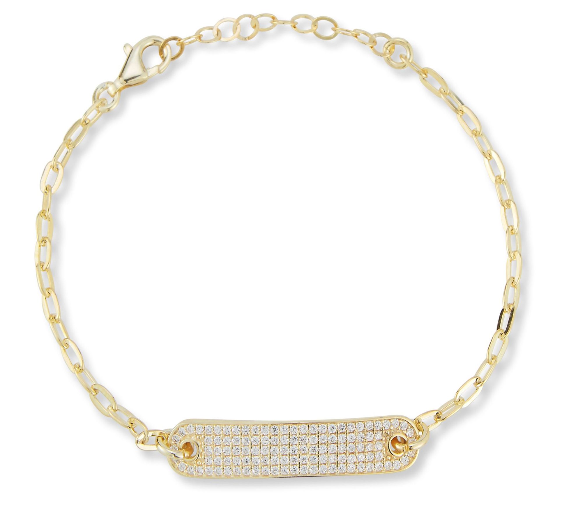 Sterlina Silver Thin Pave ID Bracelet, Sterling