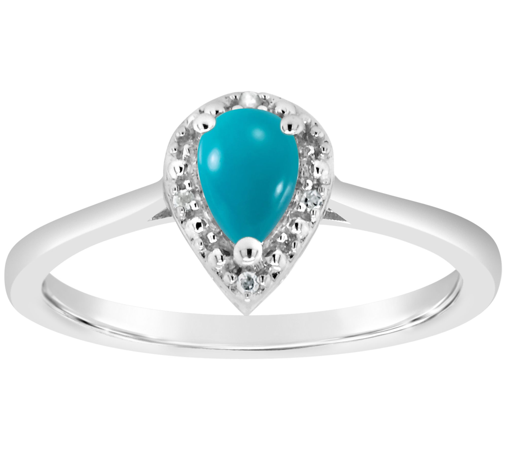 Affinity Gems Pear Turquoise & Diamond Accent Ring, Sterling