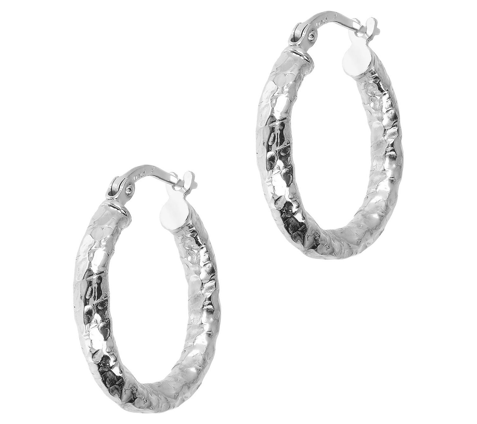 Bronzo Italia Hammered 3/4" Round Hoop Earrings