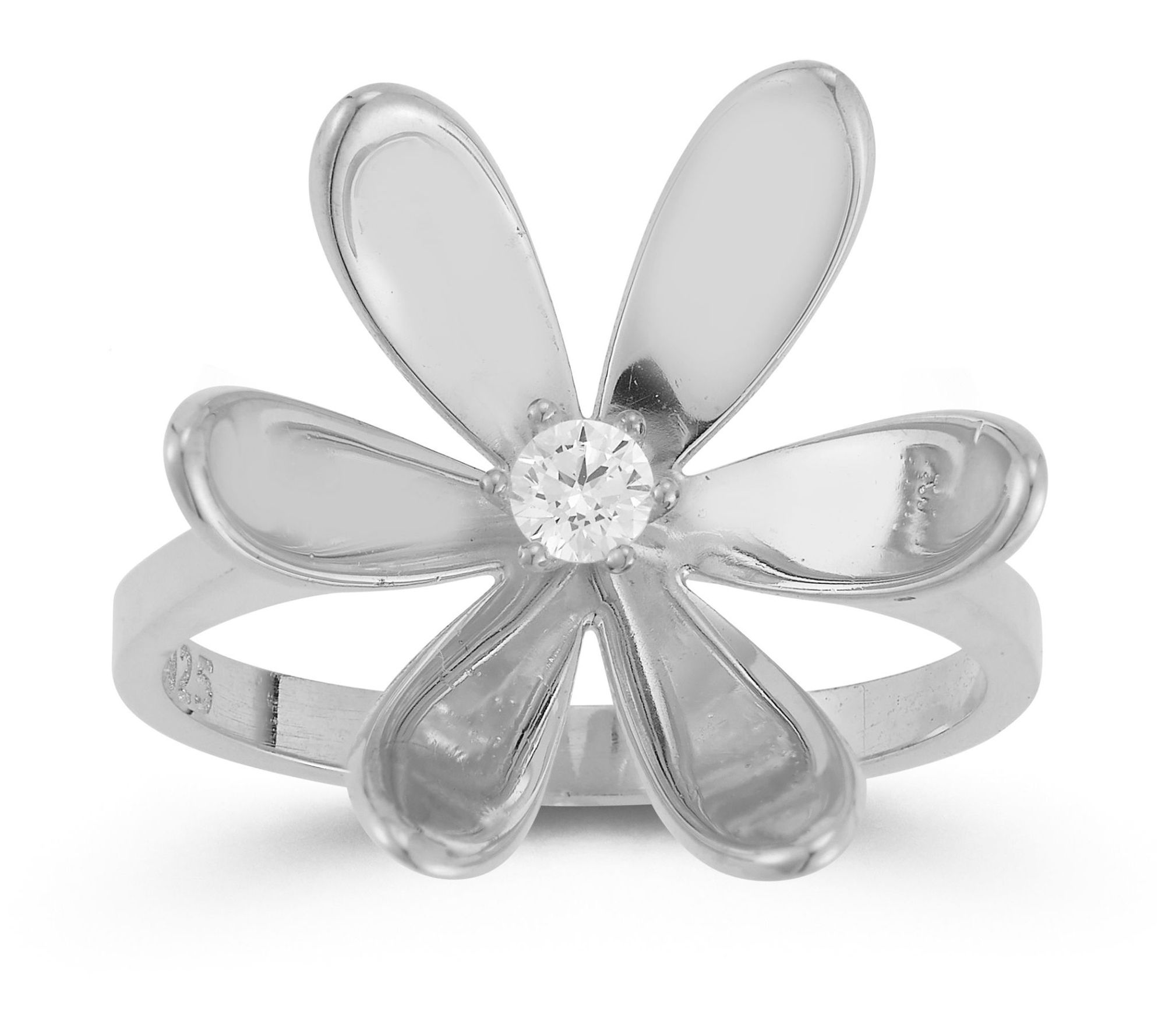 Sterlina Silver CZ Flower Ring, Sterling