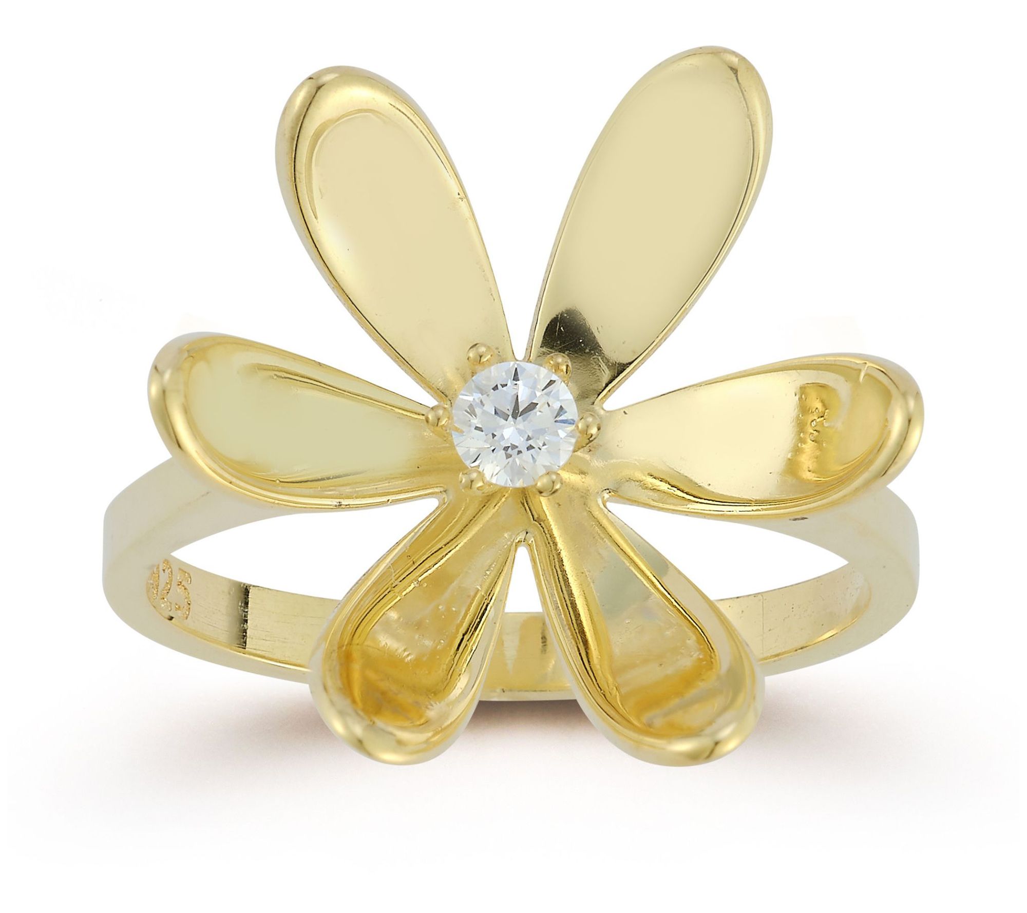 Sterlina Silver CZ Flower Ring, Sterling