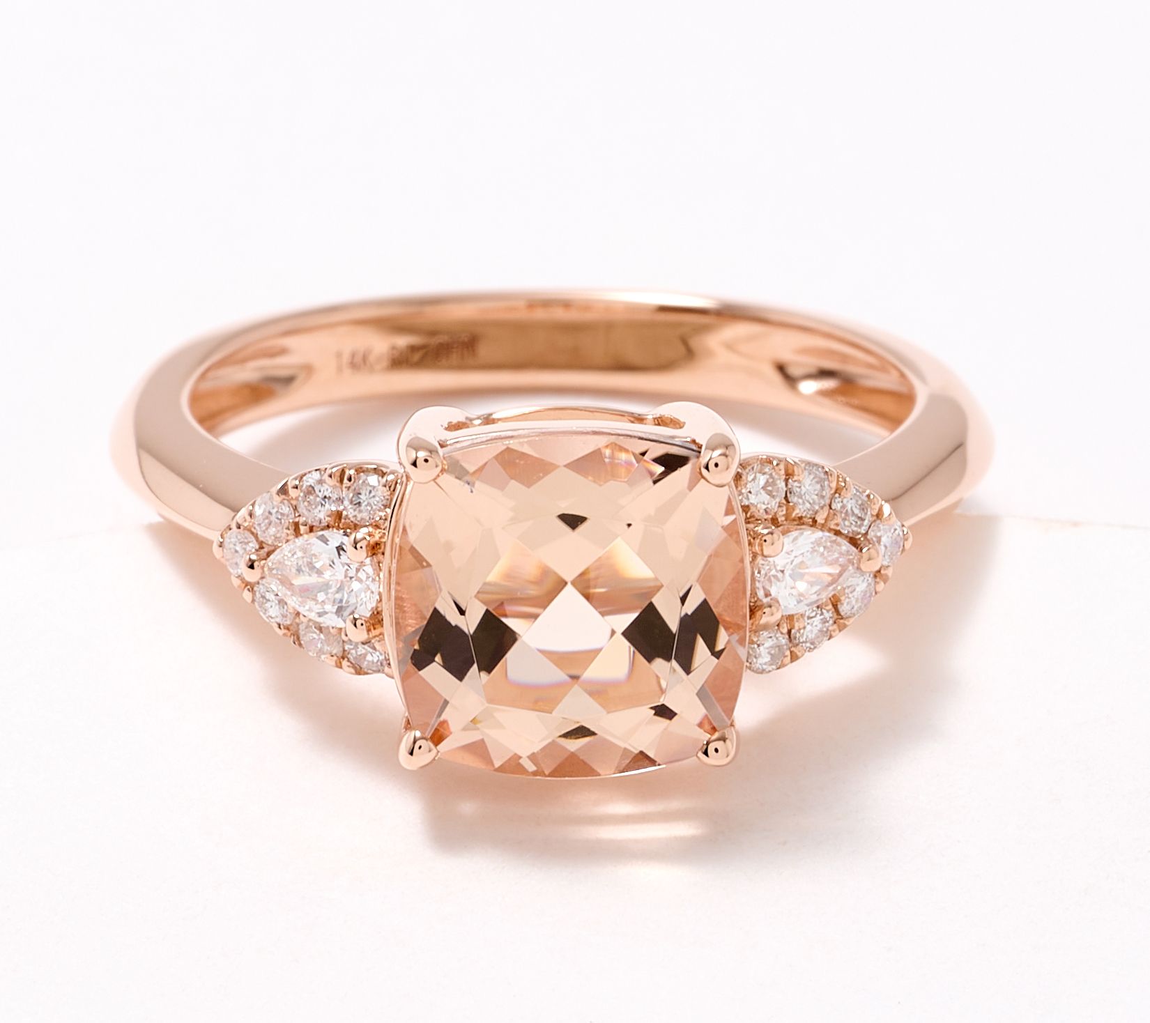 As Is Affinity Gems Cushion Cut Morganite Gemstone Ring