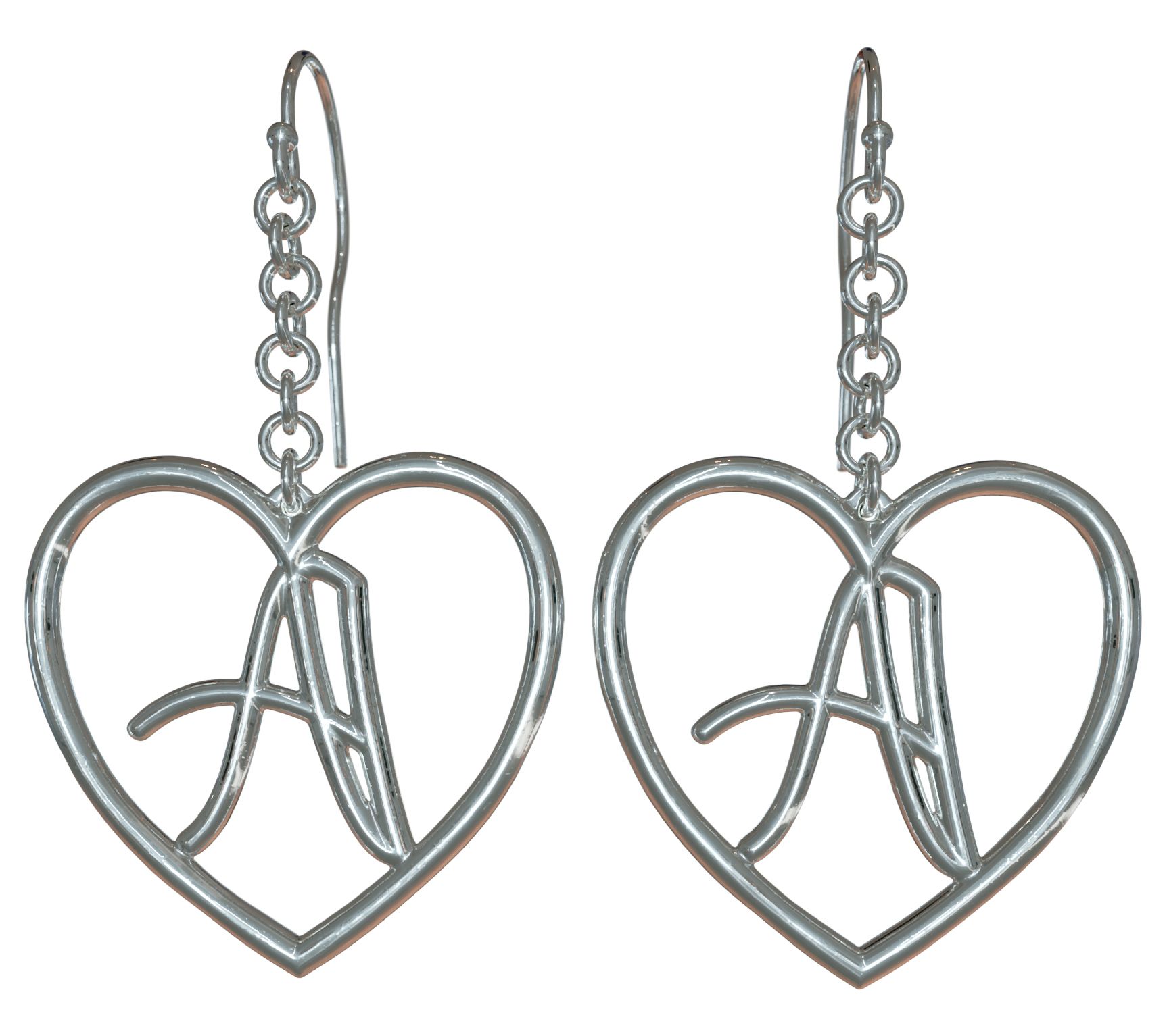 Sterling Silver Healing Heart Drop Initial Earr ings